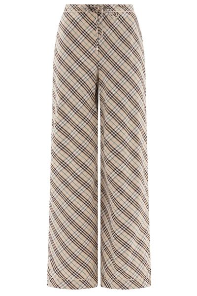 Burberry Checked Wide-Leg Drawstring Trousers