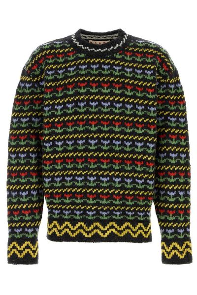 Marni Patterned Crewneck Knitted Sweater
