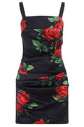 Dolce & Gabbana Rose-Printed Satin Dress