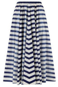 Prada Striped A-Line Midi Skirt