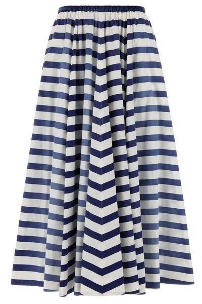 Prada Striped A-Line Midi Skirt