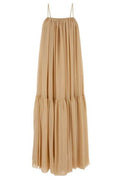 Chloé Gathered Spaghetti-Strap Maxi Dress