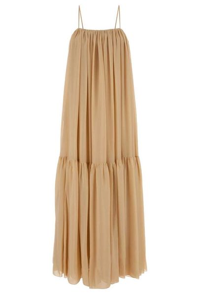 Chloé Gathered Spaghetti-Strap Maxi Dress