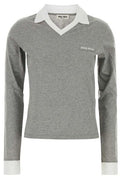 Miu Miu Contrast-Collar Knitted Polo Top