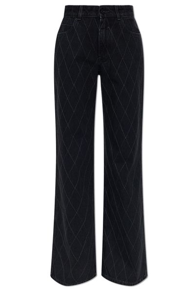 Balmain Diamond-Stitch Wide-Leg Jeans