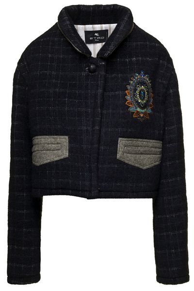 Etro Floral Embroidered Checked Coat