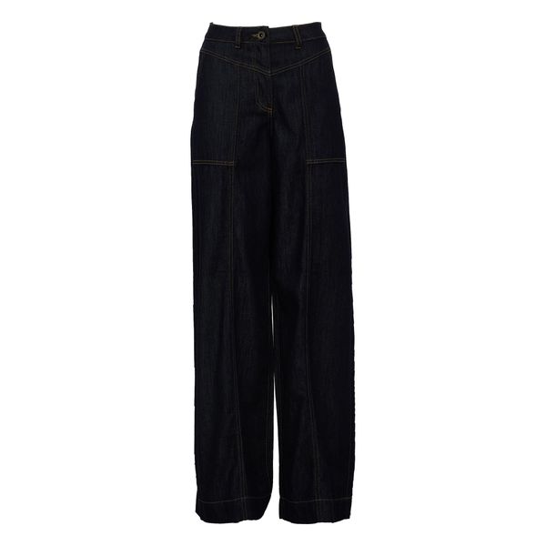 Self-Portrait Contrast-Stitch Straight-Leg Jeans