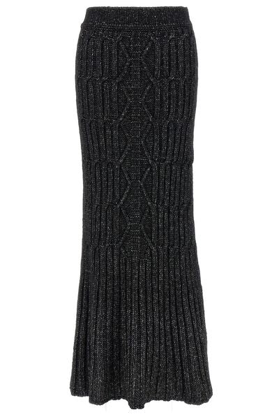 Alberta Ferretti Flared Long Knitted Skirt