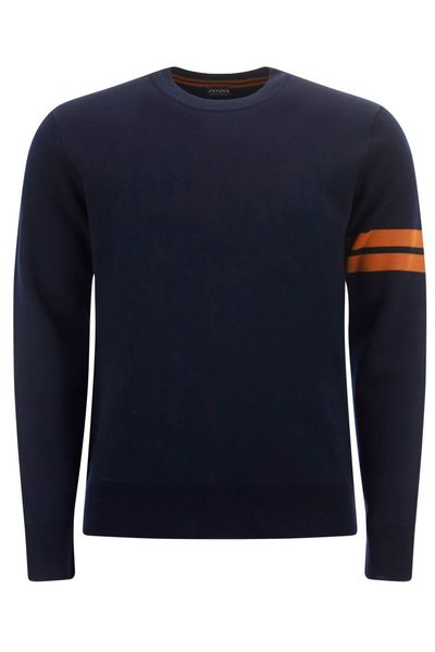 Zegna Stripe-Detailed Crewneck Jumper