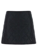 Prada Triangle-Logo Quilted Mini Skirt