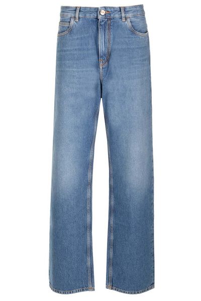 Etro High-Waist Pegaso-Embroidered Wide-Leg Jeans