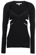 Nensi Dojaka Cut-Out Ribbed Knit Top