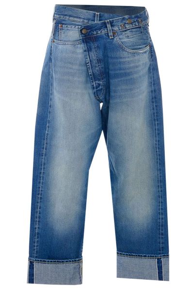 R13 Crossover-Waist Turn-Up Hem Jeans