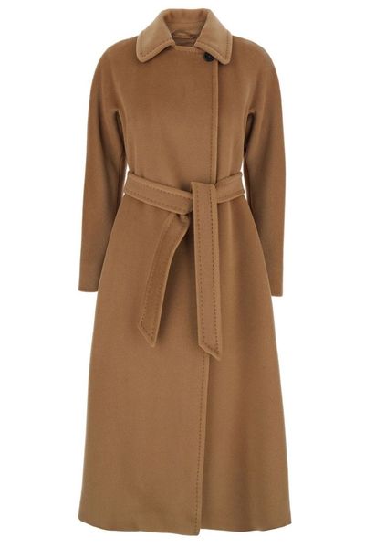 Max Mara Studio Tenzone Tied-Waist Long-Sleeved Coat
