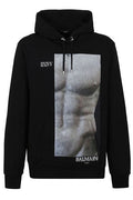 Balmain Graphic Printed Drawstring Hoodie