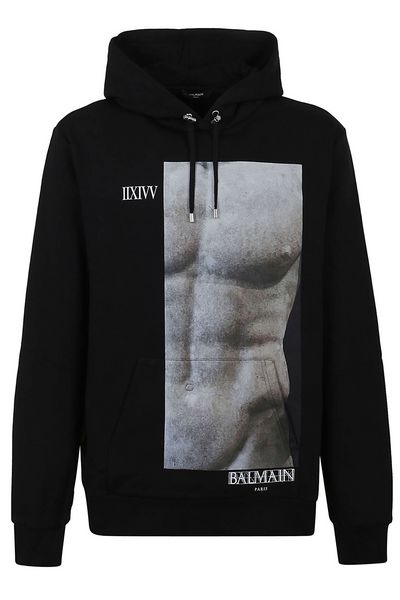 Balmain Graphic Printed Drawstring Hoodie