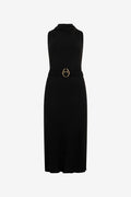 Roberto Cavalli Ruched Snake-Buckle Midi Dress
