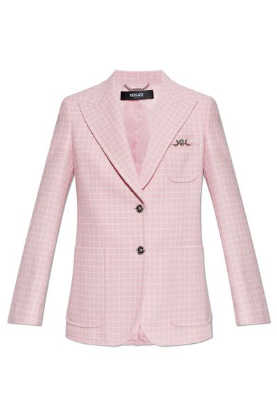 Versace Checked Pattern Single-Breasted Blazer