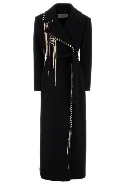 Dries Van Noten Whipstitch-Embellished Self-Tie Coat