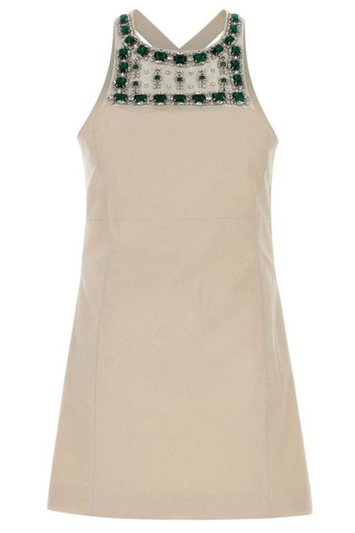 Miu Miu Embellished Cross-Back Mini Dress