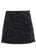 Ganni Zebra Printed Denim Mini Skirt