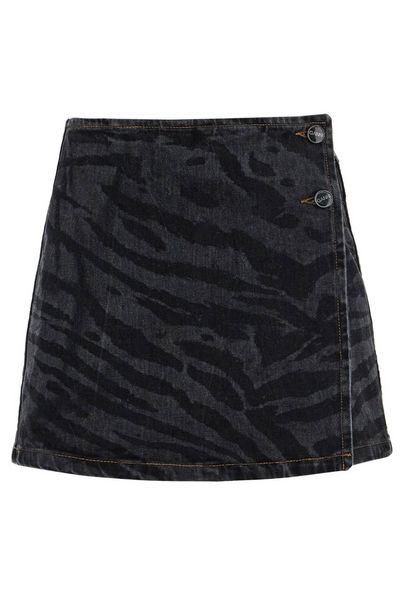 Ganni Zebra Printed Denim Mini Skirt