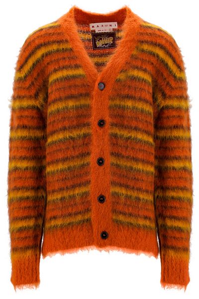 Marni V-Neck Striped Knit Cardigan