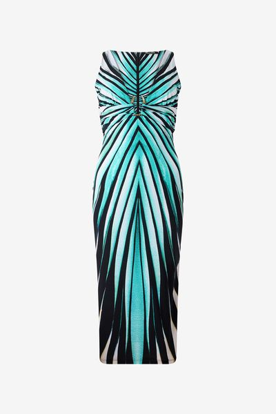 Roberto Cavalli Ray Of Sea Print Midi Dress