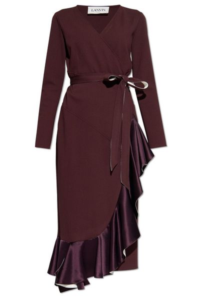 Lanvin Wrap Tied-Waist Asymmetric Ruffled Dress