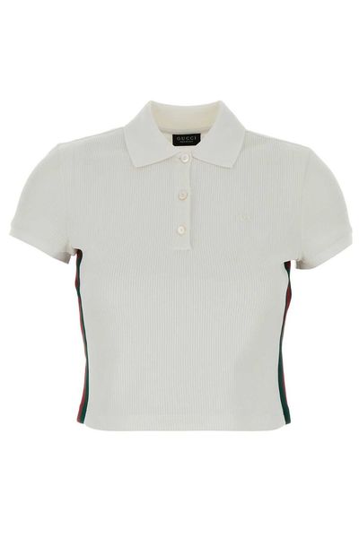 Gucci Web Detailed Ribbed Jersey Polo Shirt