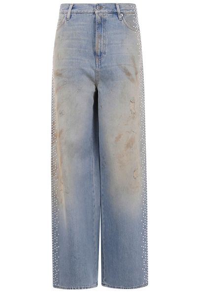 Golden Goose Deluxe Brand Wide-Leg Distressed Embellished Jeans