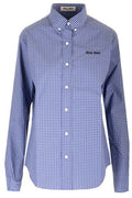 Miu Miu Logo-Embroidered Button-Up Checked Shirt