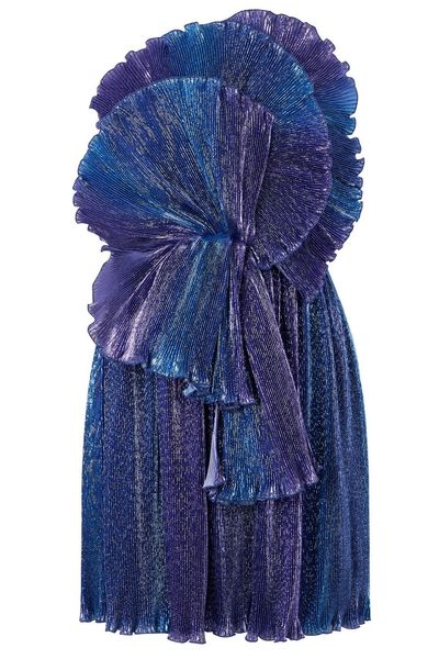 Alberta Ferretti Pleated Ruffled Mini Dress