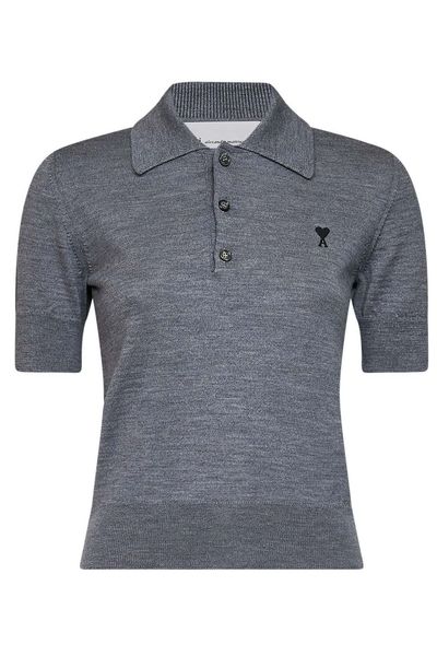 AMI De Coeur Short-Sleeved Knitted Polo Shirt