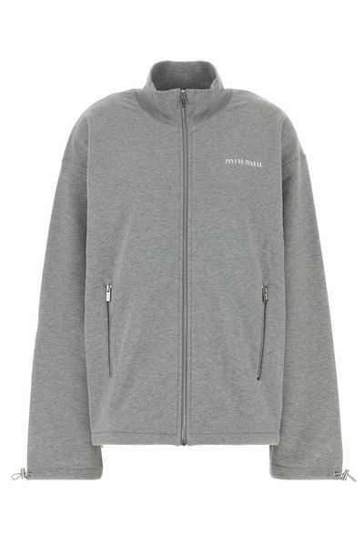 Miu Miu Logo-Embroidered Fleece Sweatshirt