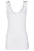 Brunello Cucinelli Monili Embellished Trim Ribbed-Knit Tank Top