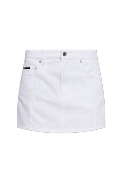 Dolce & Gabbana Logo Patch Mini Denim Skirt