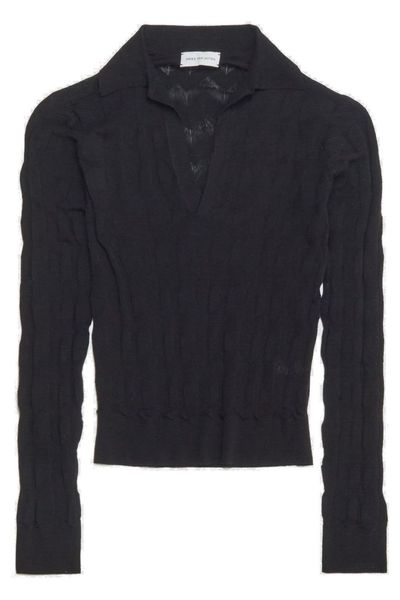 Dries Van Noten Long-Sleeved Knitted Polo Shirt