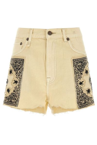 R13 X-BF Bandana Appliqué Denim Shorts
