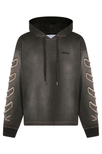 Off-White Frayed Detailed Drawstring Hoodie