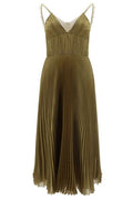Prada Spaghetti Strap Pleated Midi Dress