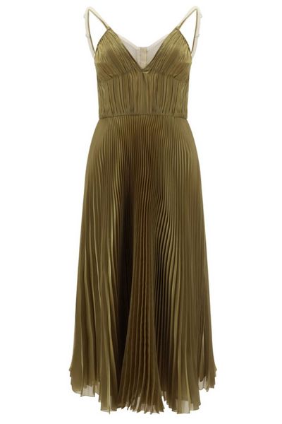 Prada Spaghetti Strap Pleated Midi Dress
