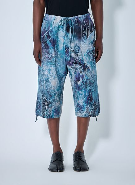 Yohji Yamamoto Abstract Print Drawstring Shorts