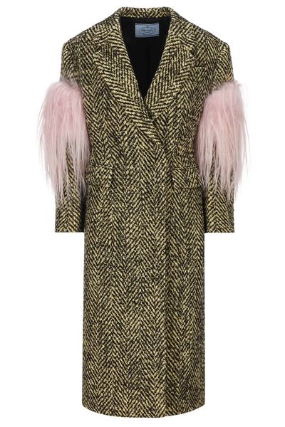 Prada Fringed Chevron Knitted Coat