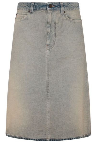 Balenciaga Vintage Effect Denim Midi Skirt