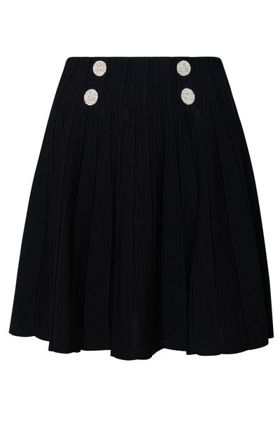 Balmain High-Waist Pleated Skater Skirt