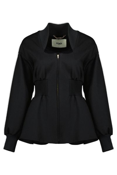Fendi Peplum Hem Square-Neck Jacket