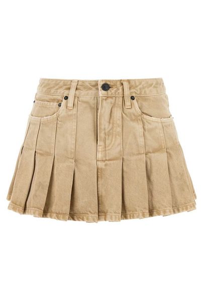 Balenciaga Pleated Denim Mini Skirt