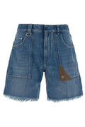 Fendi Logo-Patch Denim Shorts