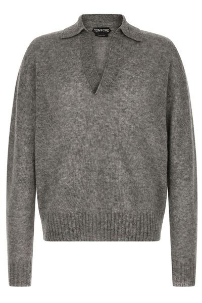 Tom Ford Open Collar Knitted Polo Top